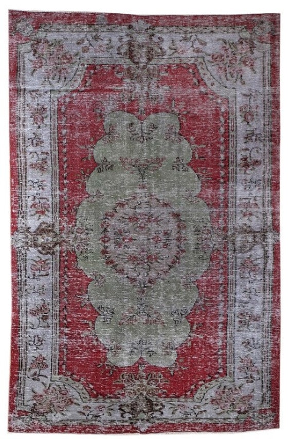 6'10''X 9'10'' Vintage Rug,Faded Nautural Red Colors Turkish Area Rug,Bedroom Rug,Neutral Rug,Living Room Rug,Boho Rug,Decorative Rug,