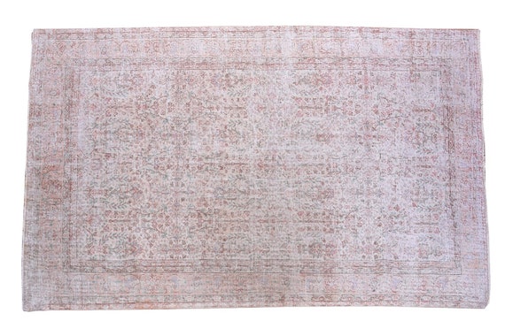 6'4''x9'6''Faded Beige Color Turkish Wool Rug,Anatolian Ottoman Handmade Area Rug,Decorative Rug,Nomadic Rug,Modern Art Rug,3460