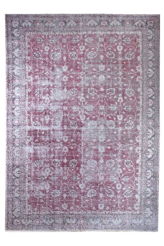 8' x 11'4'' Faded Nautral Red Color Turkish Wool Rug,Anatolian Ottoman Handmade Area Rug,Decorative Rug,Nomadic Rug,Modern Art Rug,Faded