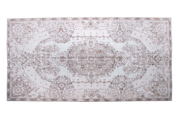 5'7''x9'1'' Beige Color Vintage Turkish Wool Rug,Anatolian Ottoman Handmade Area Rug,Home Decor,Decorative Rug,Nomadic Rug,Modern Art Rug