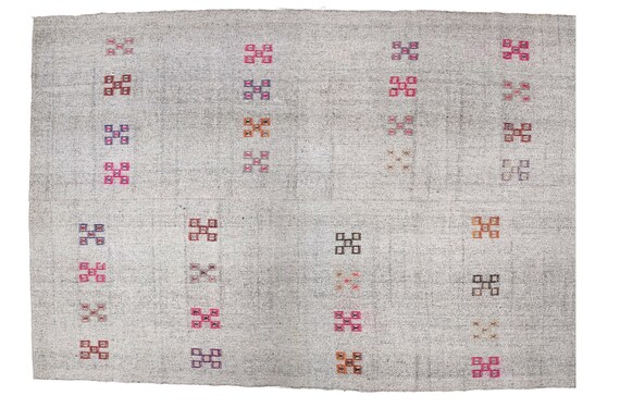 Turkish Rug,7.2x10.3ft,Patchwork Rug,VintageRug,Anatolia Rug,HandWoven Rug,Nomadic Rug,Tribal Rug Area,Rug Oriental Rug Boho CarpetRug Kilim