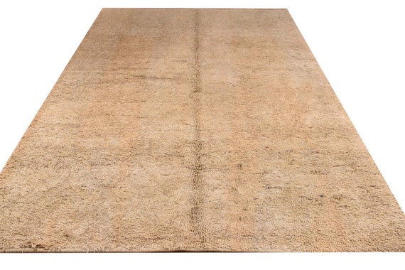 Very Diffrent Unique Moroccan Rug, 6'5''x 9'1''Faded Beige Color Shaggy Rug,Bohemian Rustic Rug,Handmade area rug,Faded Rug,Living Room