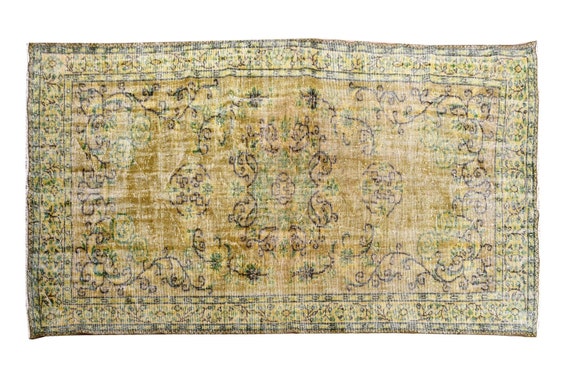HOME Rug,WOOL Rug,RUG, Turkish Rug, Vintage Rug, Anatolian Rug, Bohemian Rug, Kilim Rug, Persian Rug, Faded Yellow Rug,3401 Rug 5'9'x9'6''ft