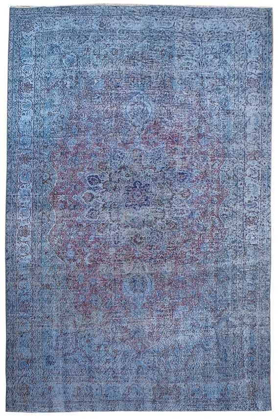 6'8" X 10'5'' Vintage Rug,Faded Red- Blue Colors Turkish Area Rug,Bedroom Rug,Neutral Rug,Living Room Rug,Boho Rug,Decorative Rug,Faded Rug,
