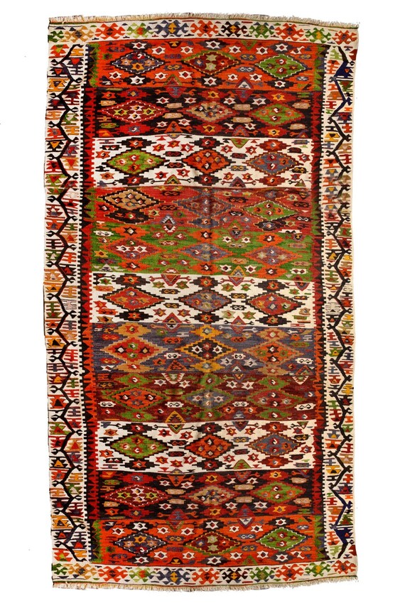 6x11 RUG FOR LIVING Room - Chevron Design Rug, Unique Pattern Rug, Turkish Rug Area, Hand Woven Rug, Oversize Rug, Old Ceramic Design