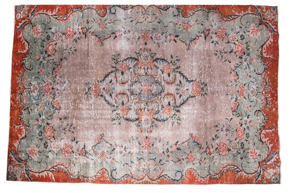 5'7''x9'8'' Brown-Red Vintage Turkish Wool Rug,Anatolian Handmade Area Rug,Decorative Rug,Brown-Red Rug,Nomadic Rug,An Artistic Work Rug
