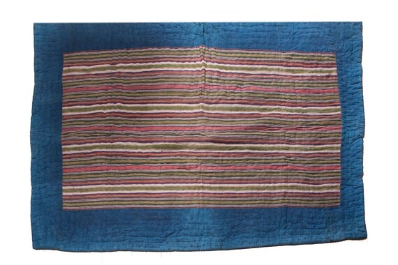 5'2''x7'3''Deep Blue-Colorful Color Vintage Hand Woven Quilt,Anatolian Handmade Quilt,Home Decor,Quilt Area Quilt,Custom Kurdish Quilt,95