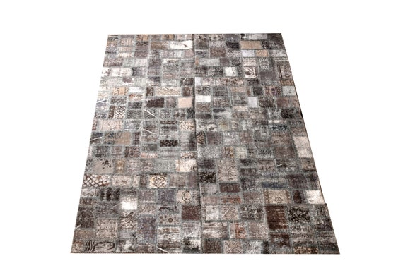 Gray Color Large Patchwork Rug ,Soft Color Rug Vintage Area Rug made of Vintage Faded Turkish Rugs , collage Unique Area Rug,6.5x9.8 feet