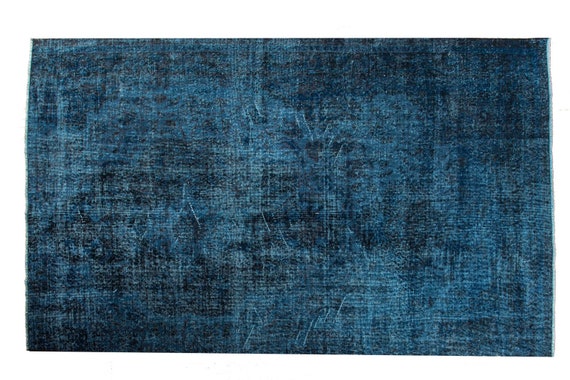 BLUE SHADE CARPET - Boho Rug, Hooked Rugs, Vintage Turkish Hemp Rug, Hand Woven Rug, Home Decor, Washable Rug, Nomadic Rug, 5'2''x7'2''