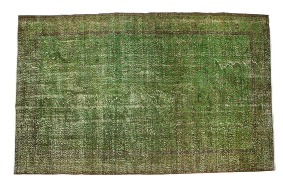 5'4''x8'9''Green Color Vintage Turkish Wool Rug,Anatolian Ottoman Handmade AreaRug,Home Decor Rug,Nomadic Rug,Modern Custom Rug,2086