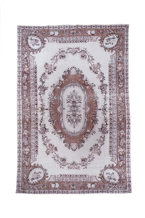 6'5" X 10'2'' Vintage Rug,Faded Beige Colors Turkish Area Rug,Bedroom Rug,Neutral Rug,Living Room Rug,Boho Rug,Decorative Rug,Faded Rug,