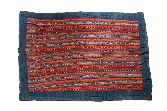 4'9''x7'2''Deep Blue-Colorful Color Vintage Hand Woven Quilt,Anatolian Handmade Quilt,Home Decor,Quilt Area Quilt,Custom Kurdish Quilt,A5022