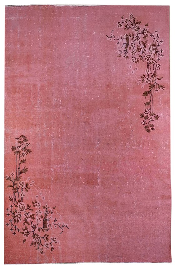 6'8'' x 10' Faded Candy Sugar Color Turkish Wool Rug,Anatolian Ottoman Handmade Area Rug,Decorative Rug,Nomadic Rug,Modern Art Rug,Faded