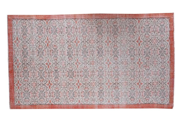 5'6''x9'4''Faded Beige-Brick Color Turkish Wool Rug,Anatolian Ottoman Handmade Area Rug,Decorative Rug,Nomadic Rug,Modern Art Rug,3176