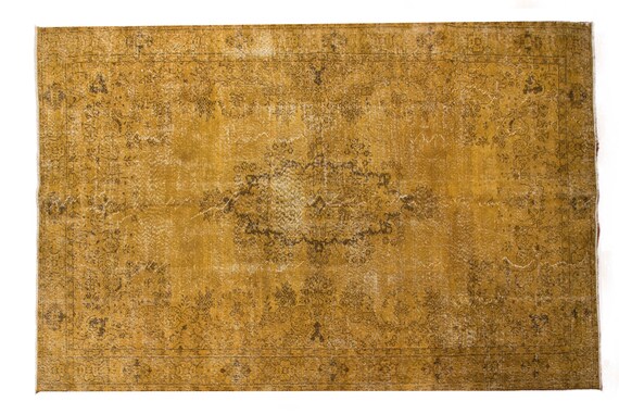 5'8''x9'8''Yellow Color Vintage Turkish Wool Rug,Anatolian Ottoman Handmade Area Rug,Home Decor,Decorative Rug,Nomadic Rug,Modern Custom Rug
