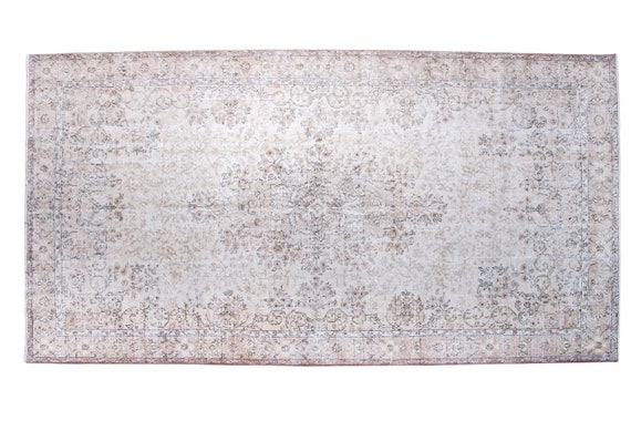 5'9''x9'9'' Beige-Brown Color Vintage Turkish Wool Rug,Anatolian Ottoman Handmade Area Rug,Home Decor,Decorative Rug,Nomadic Rug, Rug,1571