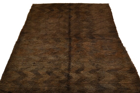 Very Diffrent Unique Moroccan Rug,4'7''x7'2''Faded Brown Color Shaggy Rug,Bohemian Rustic Rug,Handmade area rug,Faded Rug,Living Room