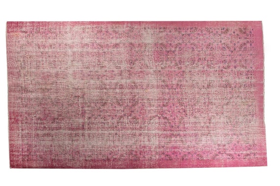 6'6''x10'2''Pink Color Vintage Turkish Wool Rug,Anatolian Ottoman Handmade Area Rug,Home Decor,Decorative Rug,Nomadic Rug,Modern Rug