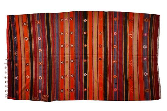 6x10 ft, Vintage Rug, Anatolian Rug, Area Rug, Antique Rug, Oversize Rug, Cicim Rugs, MidCountry Patterns, Living Room,Squiggles Stripes
