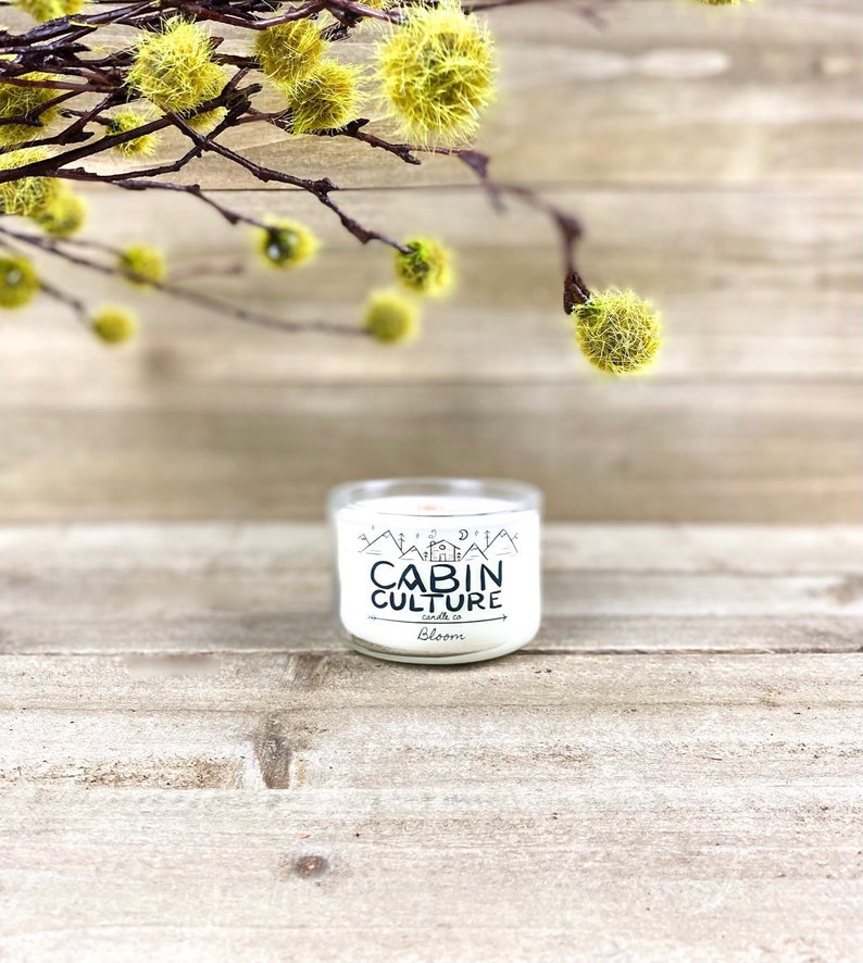 Vegan Candle Bloom Candle Spring Scented Candle All Natural Coconut Soy Wax Candle Wooden Wick Candle Gardenia Candle