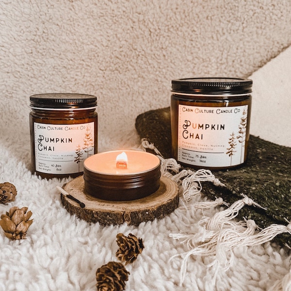 Pumpkin Chai Candle | Fall Candle | Coconut Soy Wax | Crackling Wood Wick | Vegan