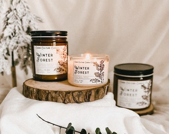 Winter Forest Candle | Coconut Soy Wax Candle | Crackling Wood Wick | Pine Scented Candle