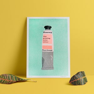 Lino Ink Tube , 3 Colour Risograph Print