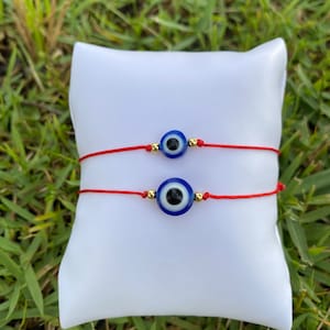 Mama, dziecko, tata i oczy dziecka pasujące do siebie czerwone bransoletki ze sznurka, ochrona/powodzenia/bransoletka dla dzieci 3”-6”/bransoletka dla dorosłych 5”-8”