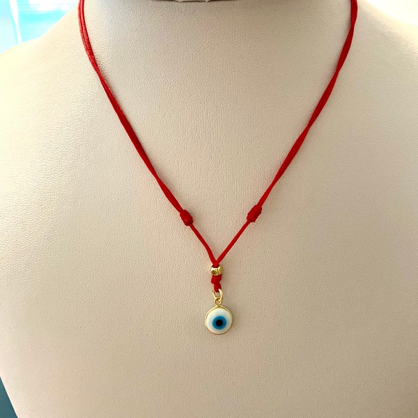 Adjustable chinese thread necklace with murano turkish eye and goldfield!