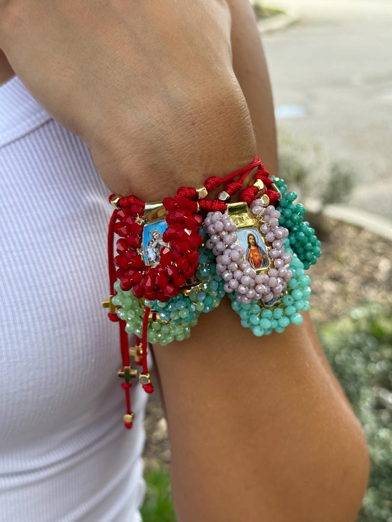 Religious Scapular Bracelets, Adjustable Scapulary Bracelets, Catholic