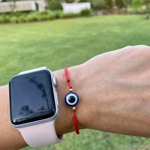 Lucky eye bracelet/ blue lucky eye red string protection bracelet/ evil eye protection/ amulet red string/ Kabbalah bracelet/adjustable
