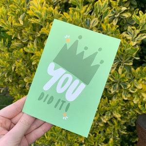 A6 Illustrated Good Luck Card « vous l’avez fait! » vert