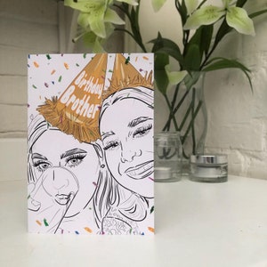 Tarjeta A5 ilustrada - Confeti, plantilla de sombrero de fiesta, mensaje personalizado!