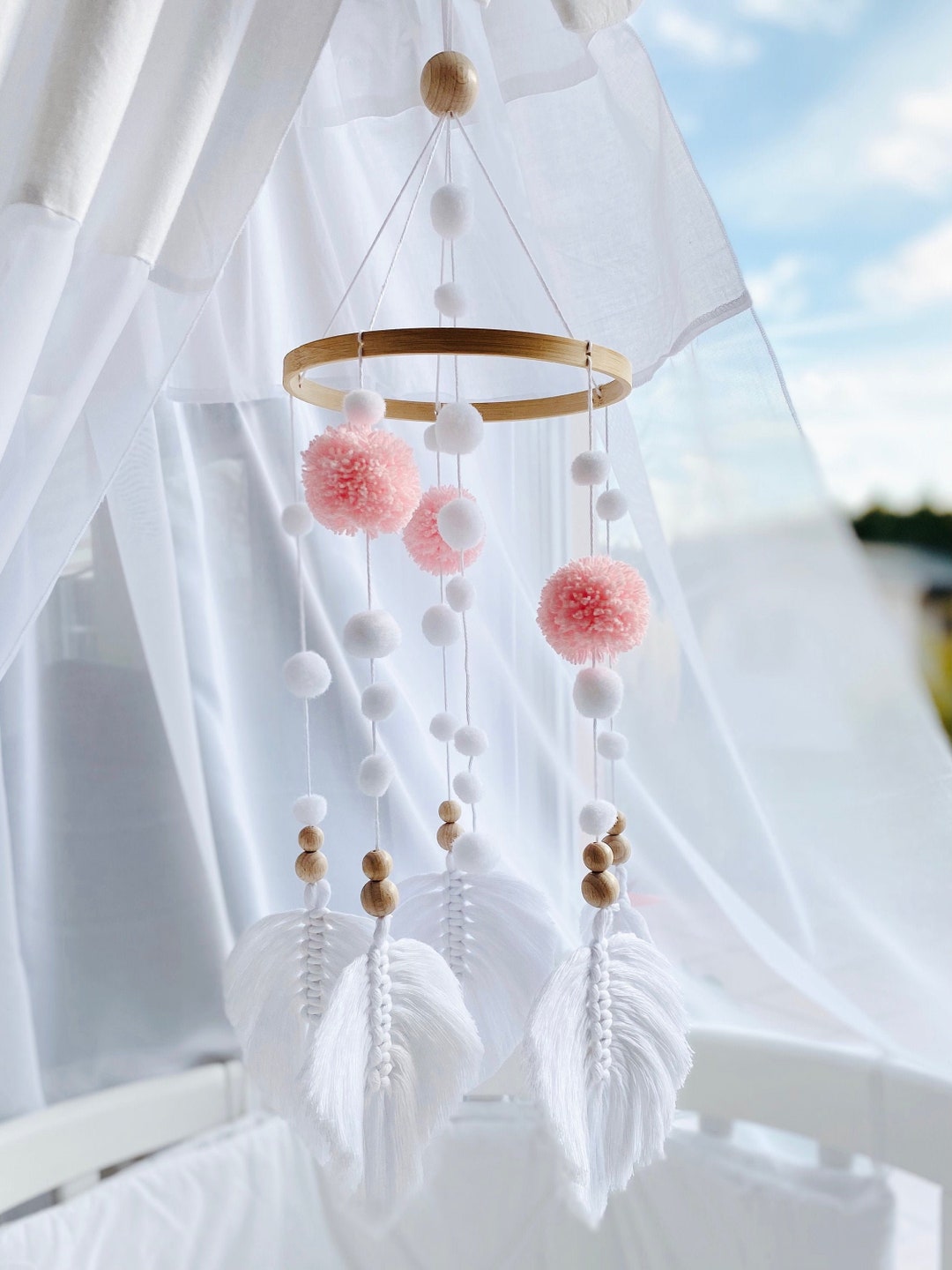 Makramee Baby Mobile Kinderbett Spielzeug Wickeltisch Etsy.de