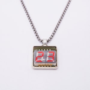 Customizable circuit board necklace with counter, square frame with stainless steel chain, protected with Epoxy - Bisuttronics. image 1