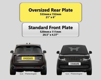 Pair Oversized Rear & Standard Front Road Legal Number Plate Land Rover Range Rover Sport Discovery Vogue Bentley Jaguar 4x4 MOT UK