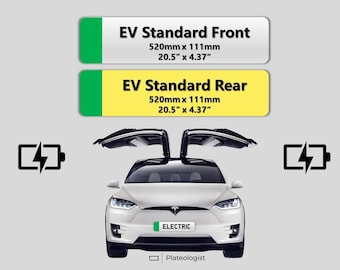 Pair EV Front & Rear Standard Front Road Legal Number Plate Electric Vehicle Tesla Land Rover Range Rover Sport Discovery Vogue 4x4 MOT UK