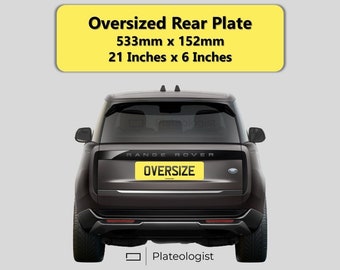 Rear Oversized Number Plate Bentley Jaguar Range Rover Sport Road Legal MOT Car