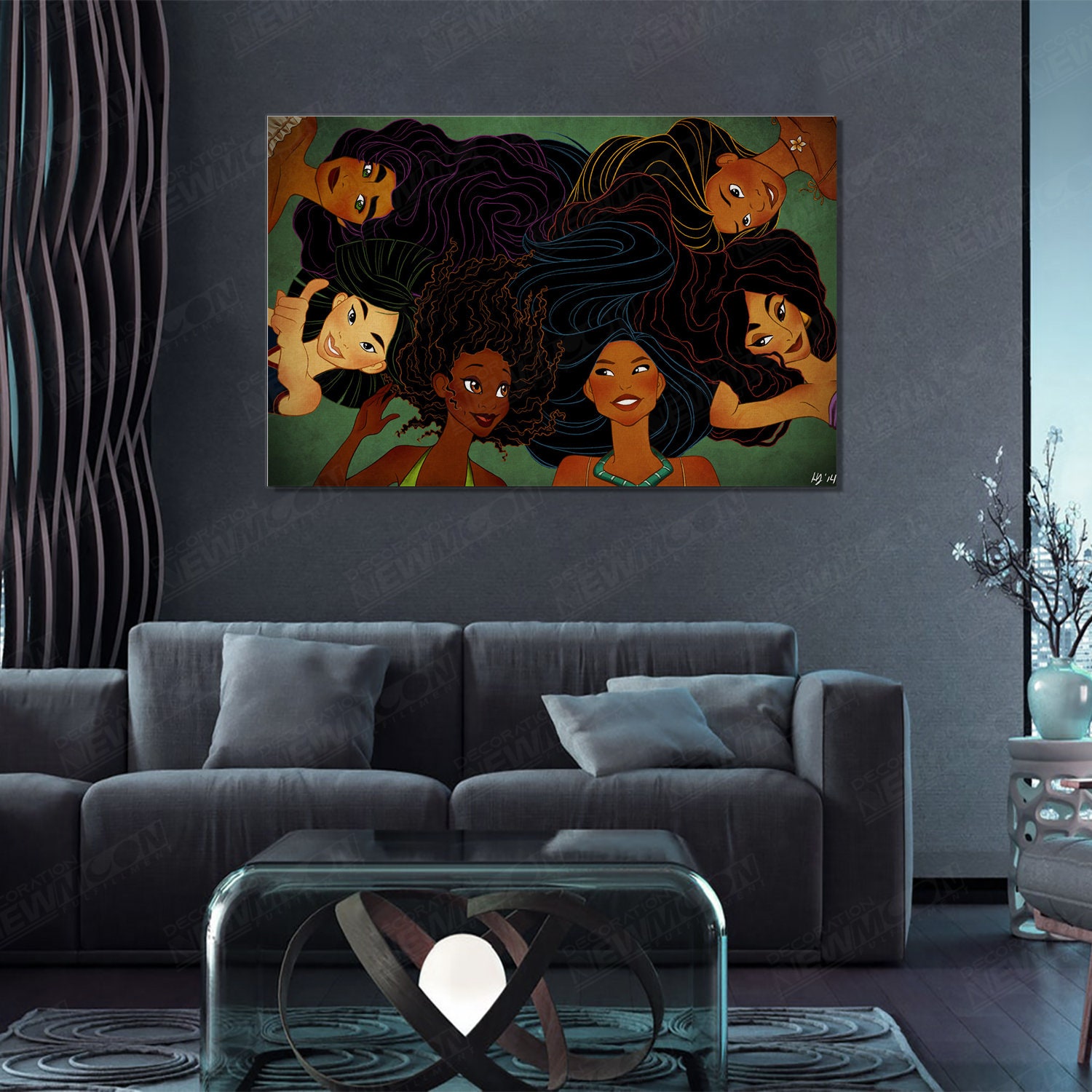 Cartoon wall art Cartoon canvas Canvas princess artwork Etsy