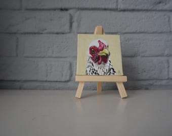 Chicken mini painting on easel Chicken mini painting on easel