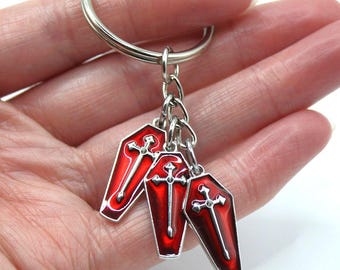 Gothic Coffin Keyring: Punk Goth Charm Keychain