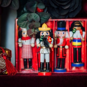 CHRISTMAS NUTCRACKER, wooden soldier, Mexican folk costume, vintage Christmas, Christmas gifts, vintage toy, wooden toy, hangable ornament