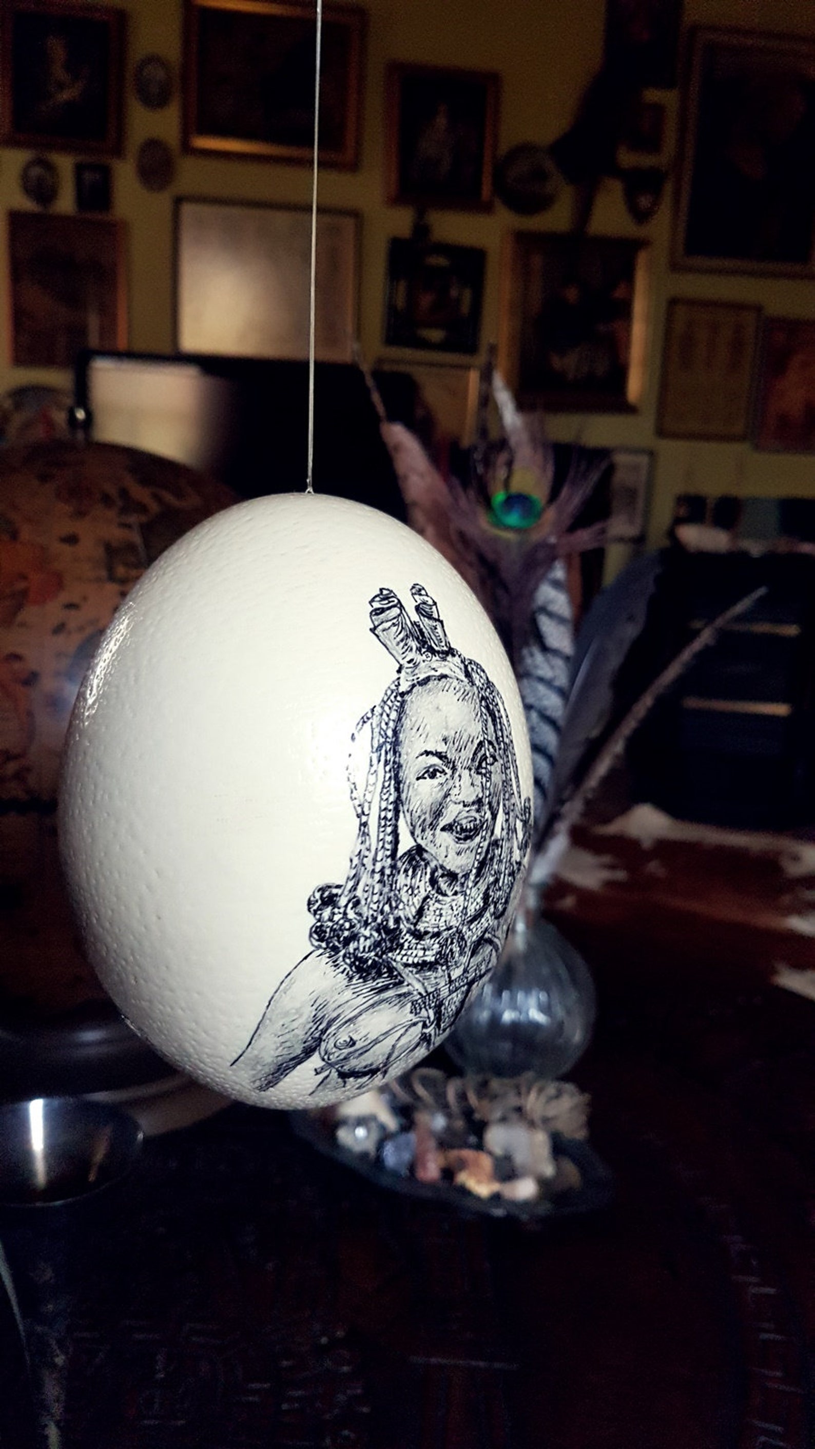 Handbemalter Straußenei aus Namibia Vintage Straußenei | Etsy