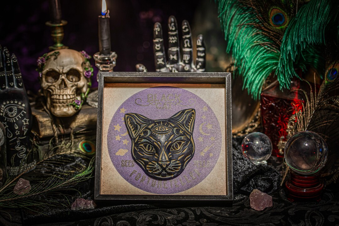 BLACK WITCH CAT Framed, Witch Cat, Black Cat, Occult Cat, Halloween ...