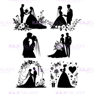 Boda en silueta: 8 hermosas obras de arte pngs de los novios