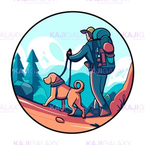 Labrador und Wanderer PNG Illustration