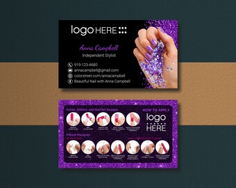 Personalized Nail Business Cards - Nail Stylist Business Cards - Nail Applications Instrucstions - Digital Download 05