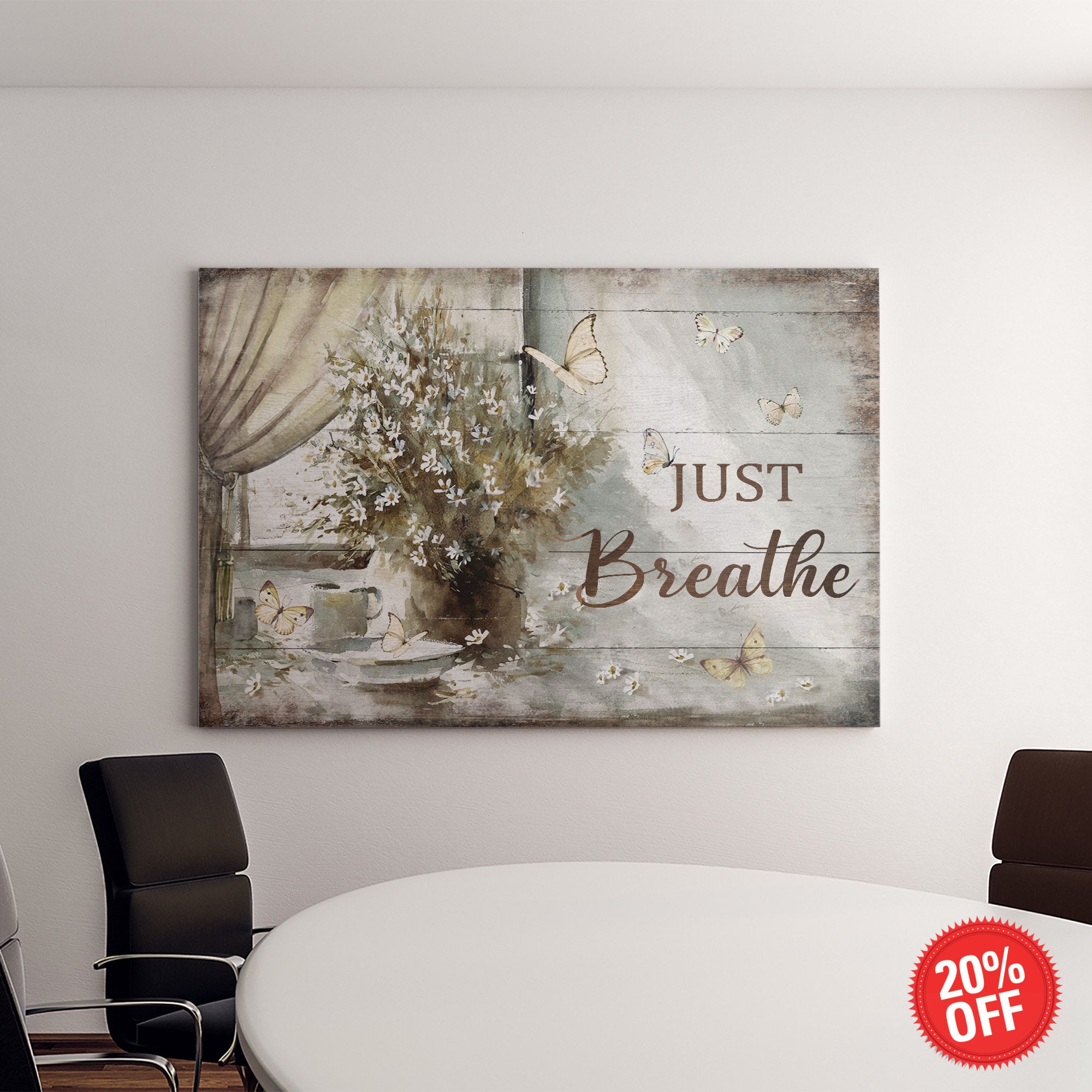 Just Breathe Canvas Wall Art Decor Sign For House Wall Etsy