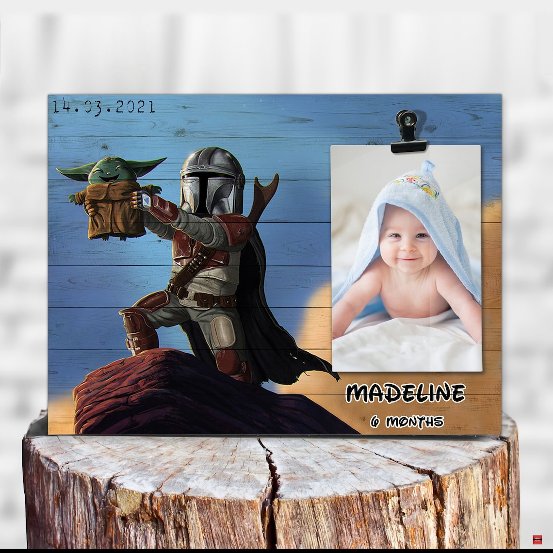 Yoda Baby Custom Photo Frame Baby Announcement Baby Etsy