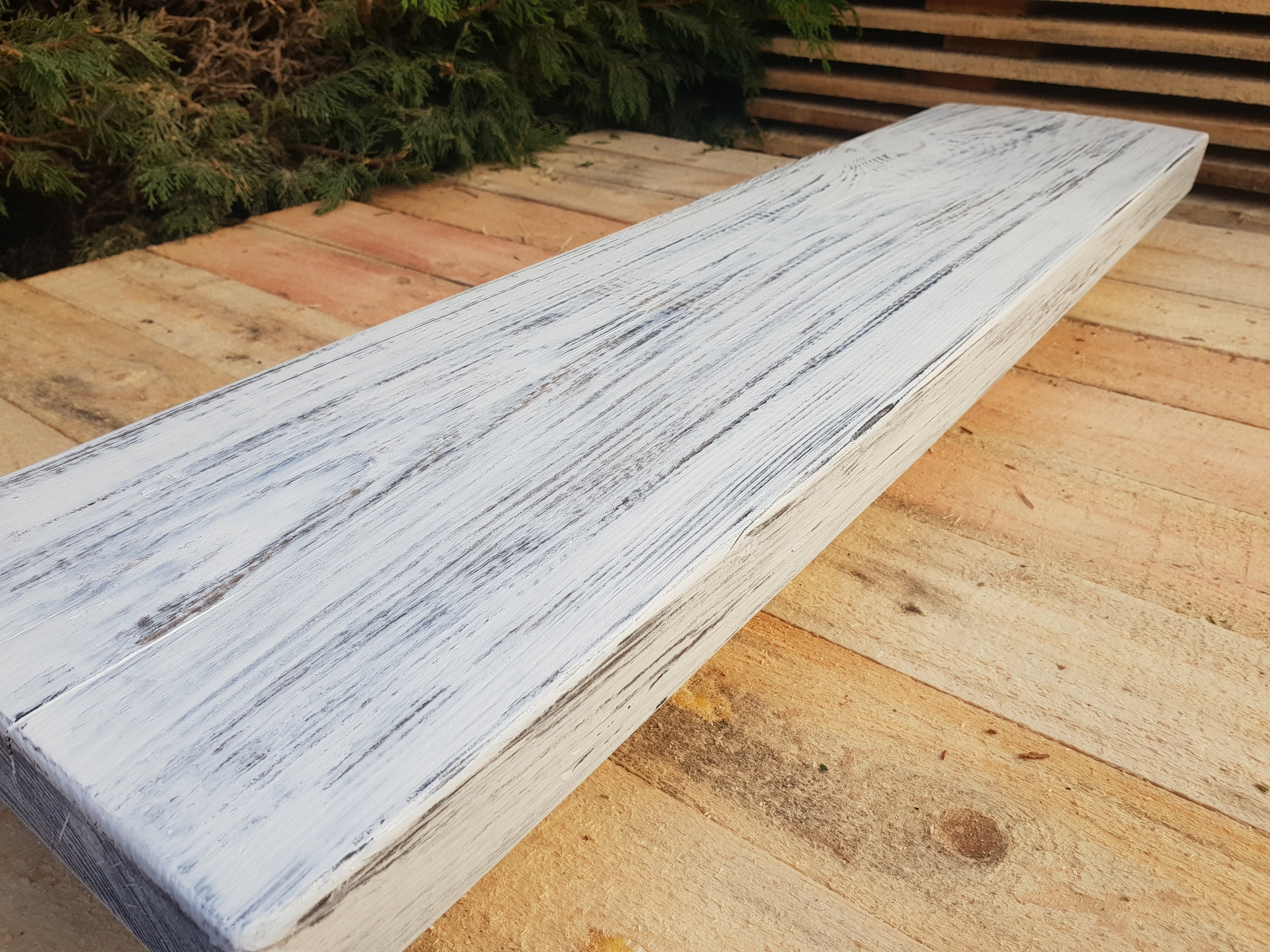 White Washed Rustic Floating shelf shelves includes brackets Etsy